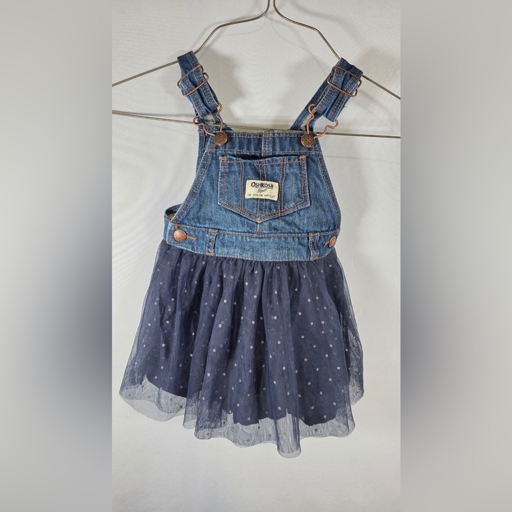 Oshkosh 12 Month Baby Girl Clothes Vestbak Blue Sparkle Tutu Jean Jumper Dress